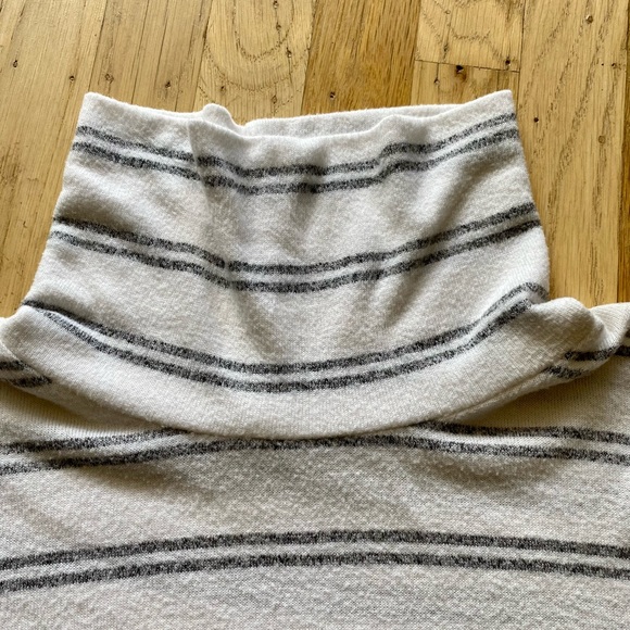 Caution to the Wind gray stripe cowlneck top - Picture 2 of 8